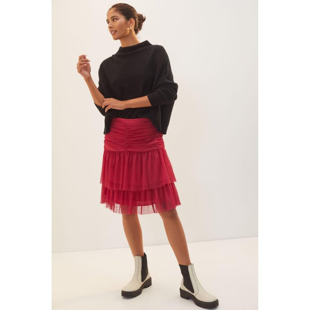 Anthropologie Maeve Tiered Tulle Mini Skirt